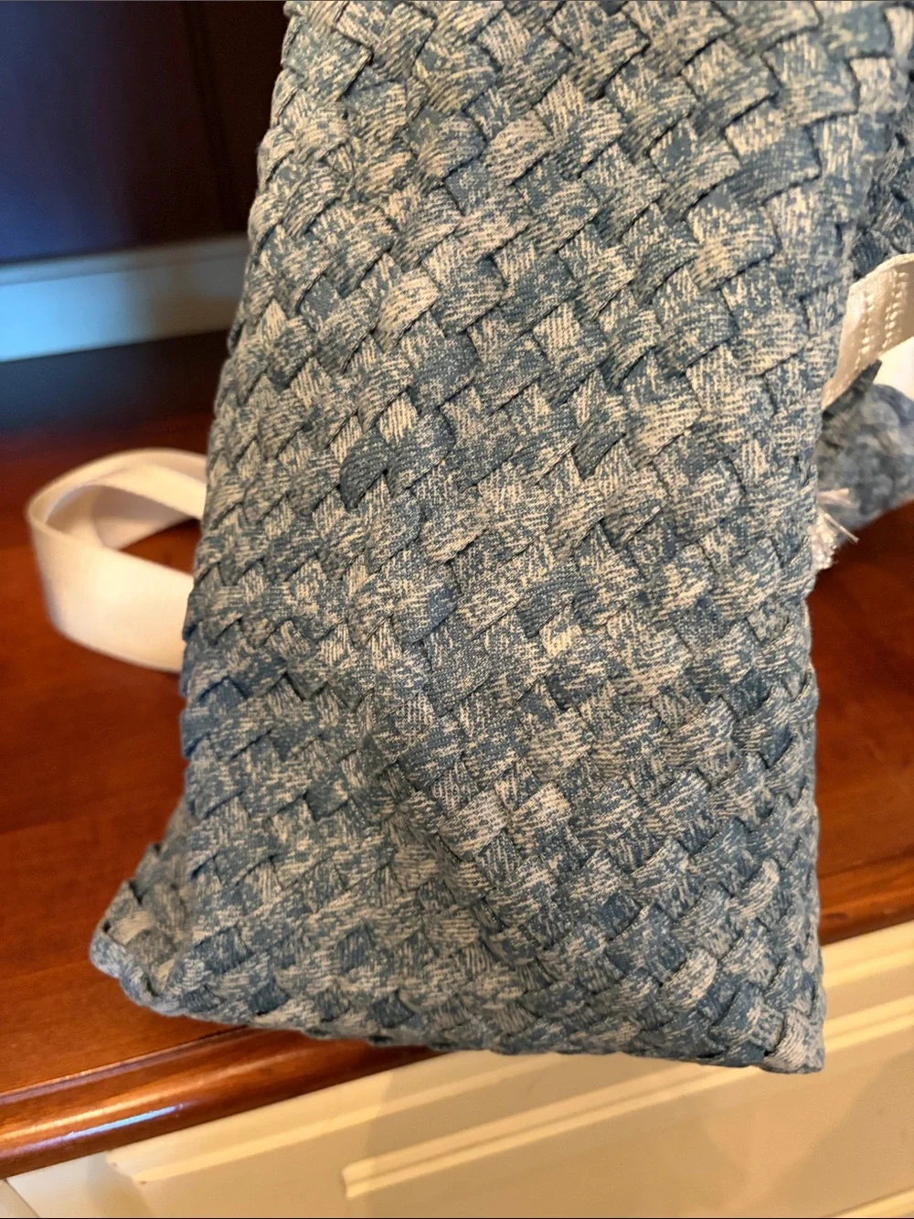 Ahdorned New York Woven Blue Shoulder Bag w/ white removable strap